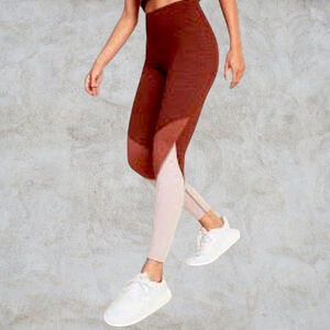 🌈Women's OLD NAVY Active Elevate Leggings L Red Pink Colorblock